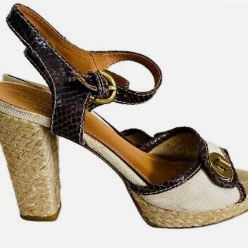 COACH Espadrilles strappy high heels shoes sandals size 8.5